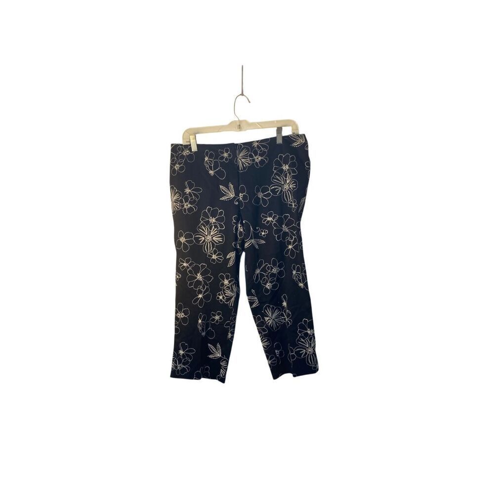 Sigrid Olsen women’s embroidered floral, flat front capris 12 P